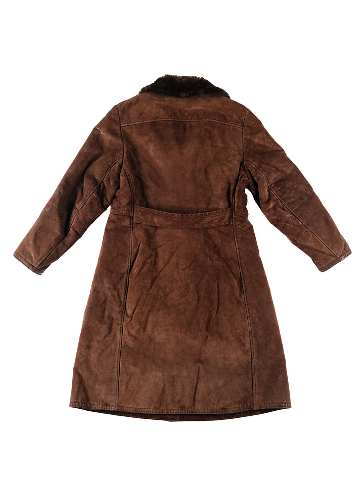 Vintage 90's Women Faux Sheepskin Coat in BrownMN189