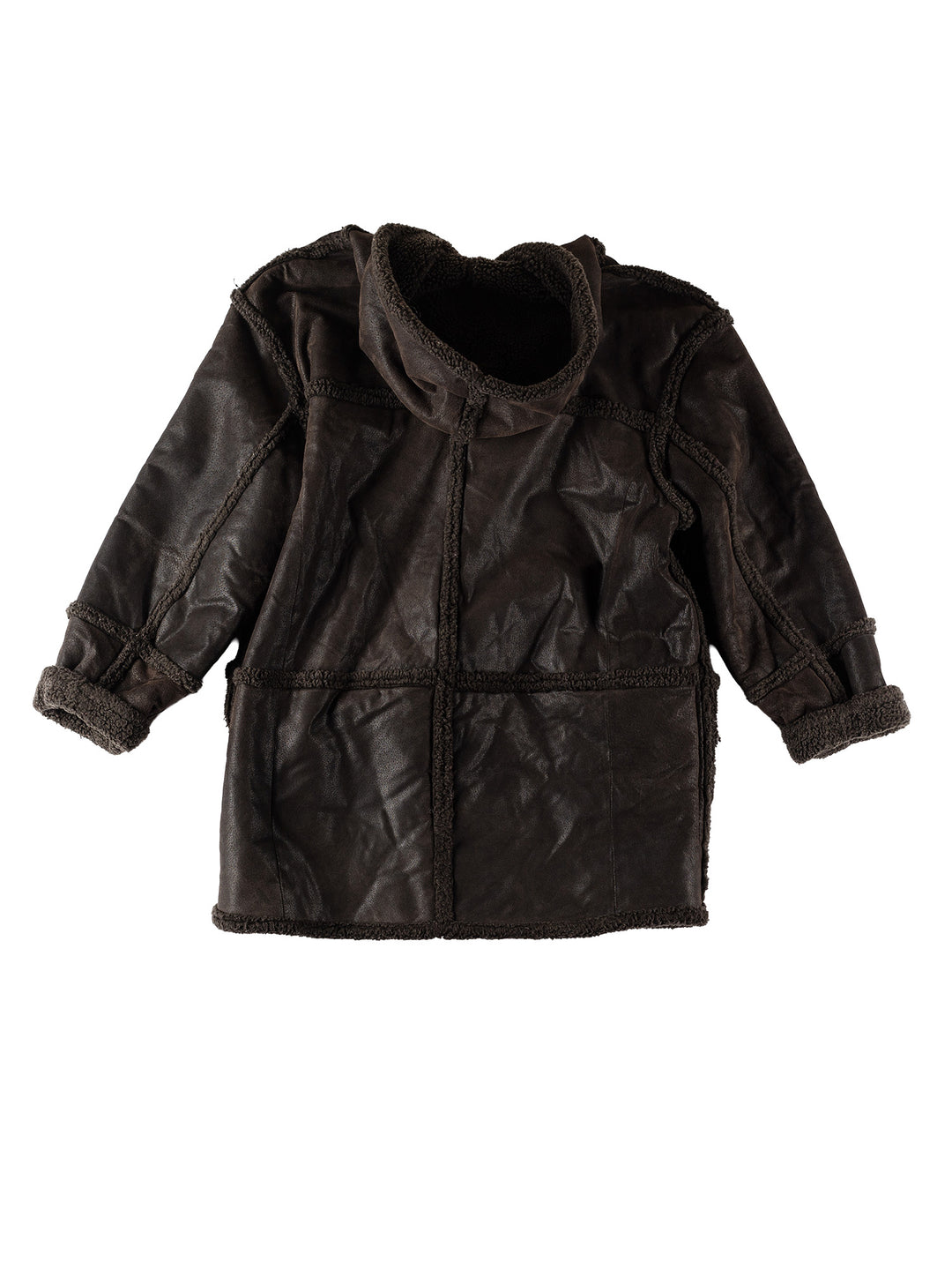 Vintage 80's Women Faux Sheepskin Coat in BlackMN515