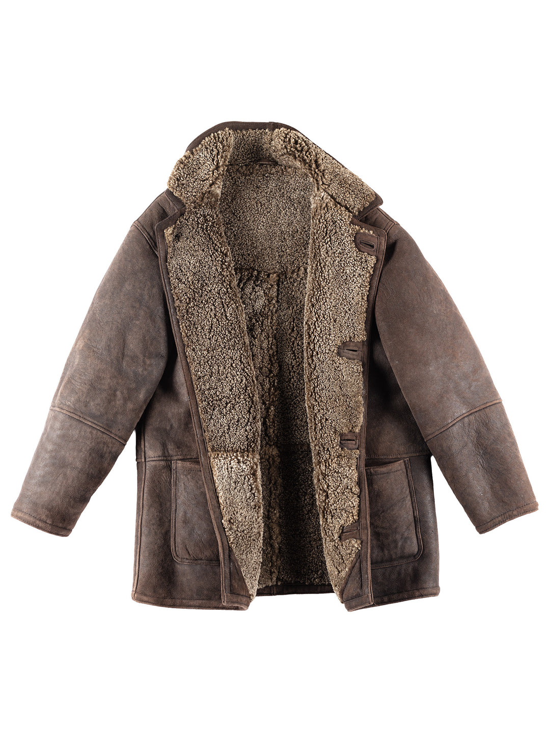 Vintage 80's Men Sheepskin Coat in Brown