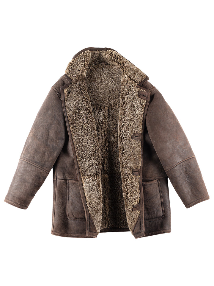 Vintage 80's Men Sheepskin Coat in Brown