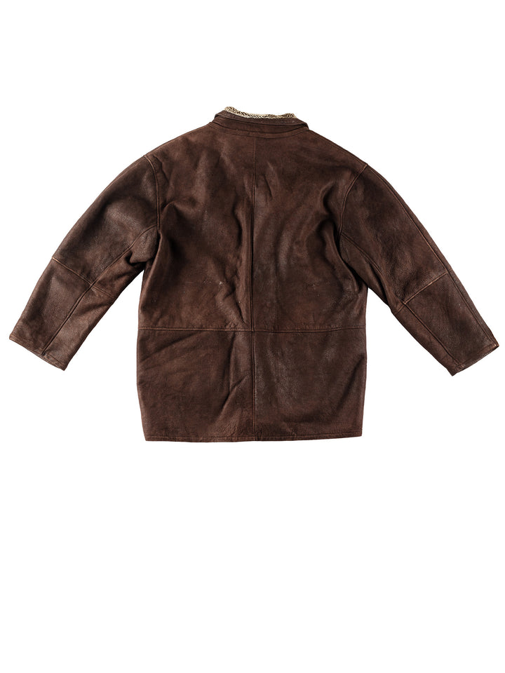 Vintage 80's Men Sheepskin Coat in BrownVN189