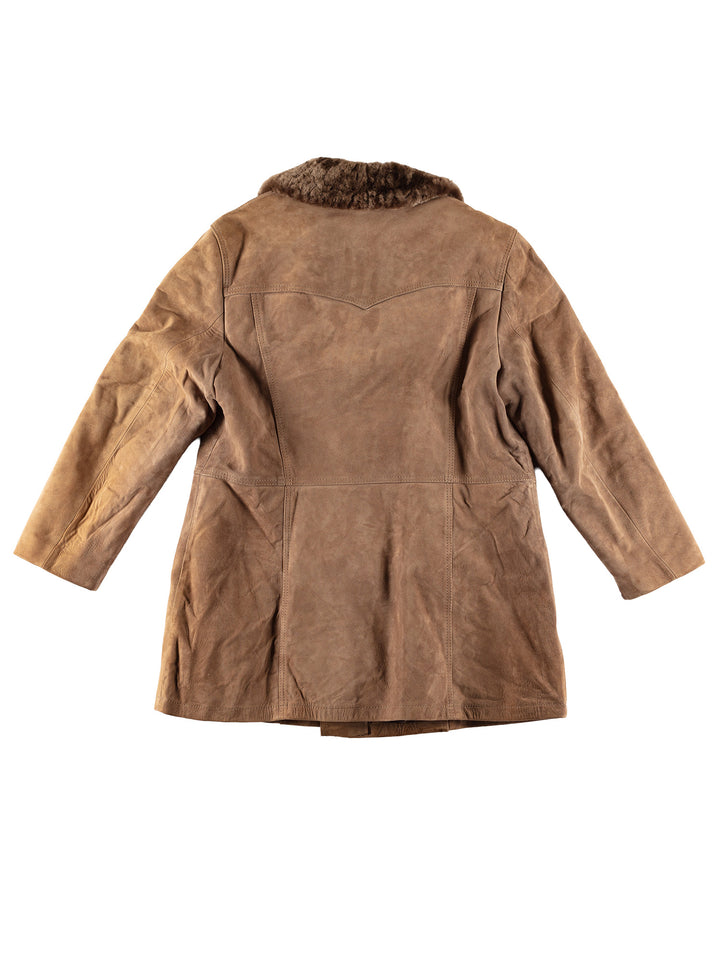 Vintage 70's Men Faux Sheepskin Coat in BrownVN506