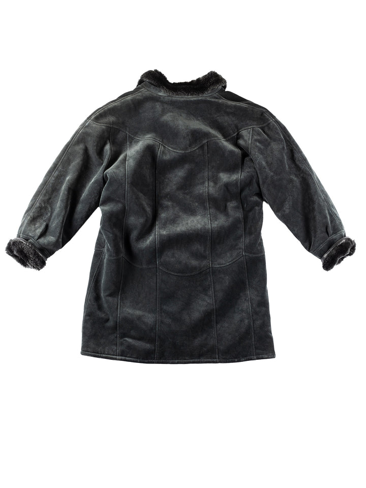 Vintage 90's Women Faux Sheepskin Coat in BlueMN191