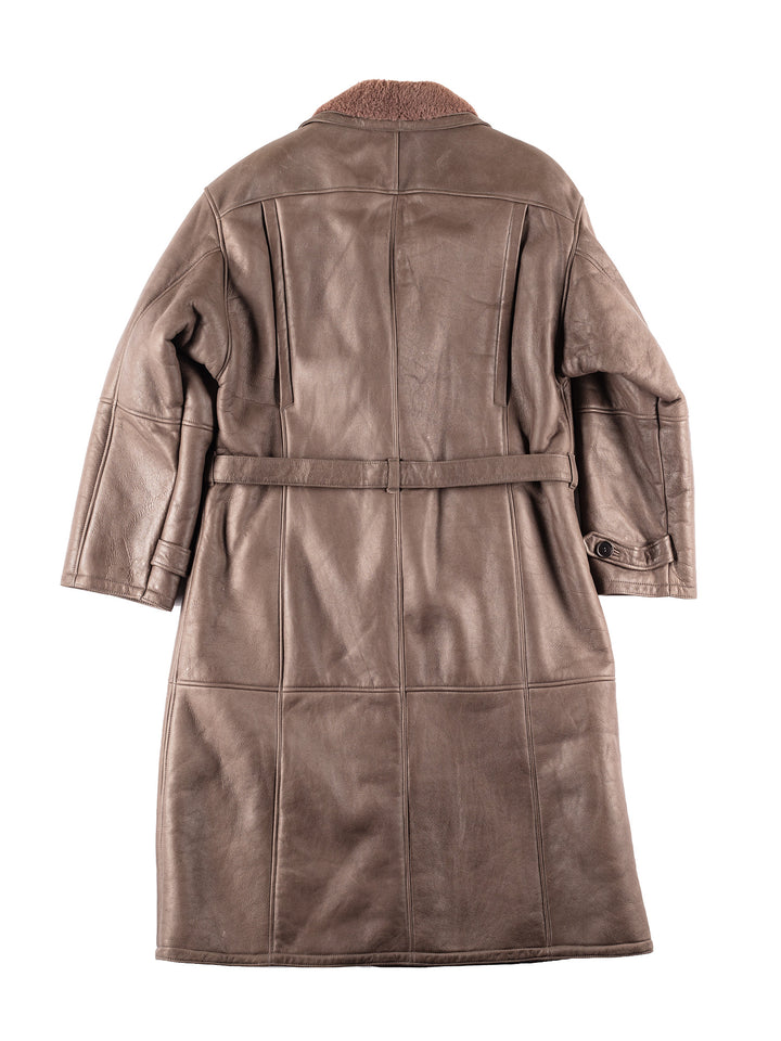 Vintage 80's Men Sheepskin Coat in BrownVN095