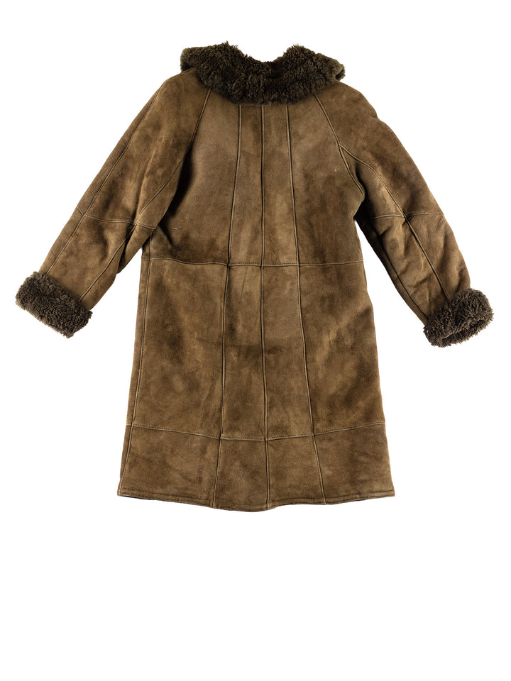 Vintage 80's Women Sheepskin Coat in GreenMN435
