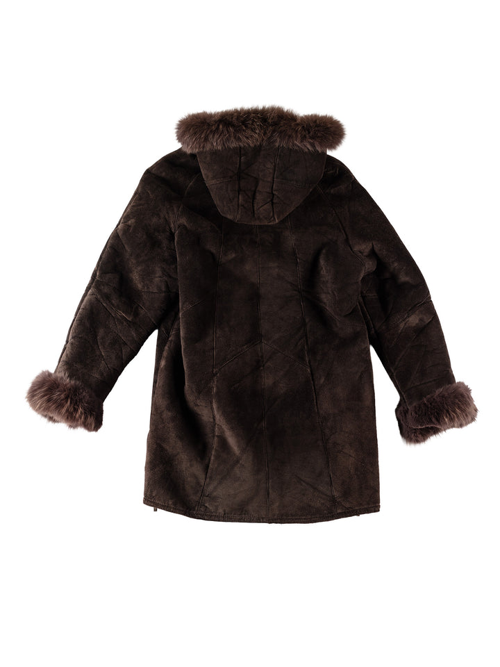 Vintage 70's Women Faux Sheepskin Coat in BrownMN512
