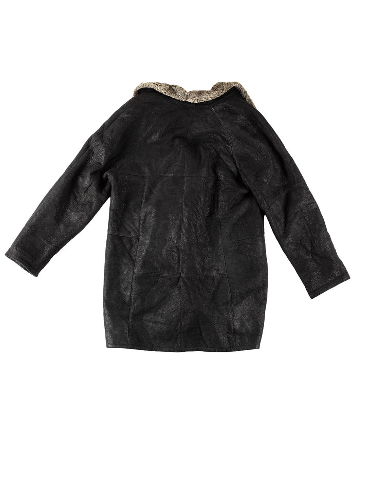 Vintage 80's Women Sheepskin Coat in BlackMN175