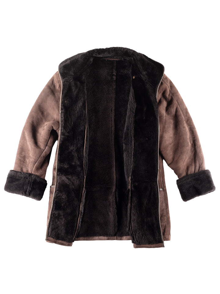 Vintage 90's Women Sheepskin Coat in Brown