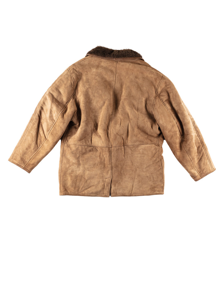 Vintage 80's Men Sheepskin Coat in BrownVN250