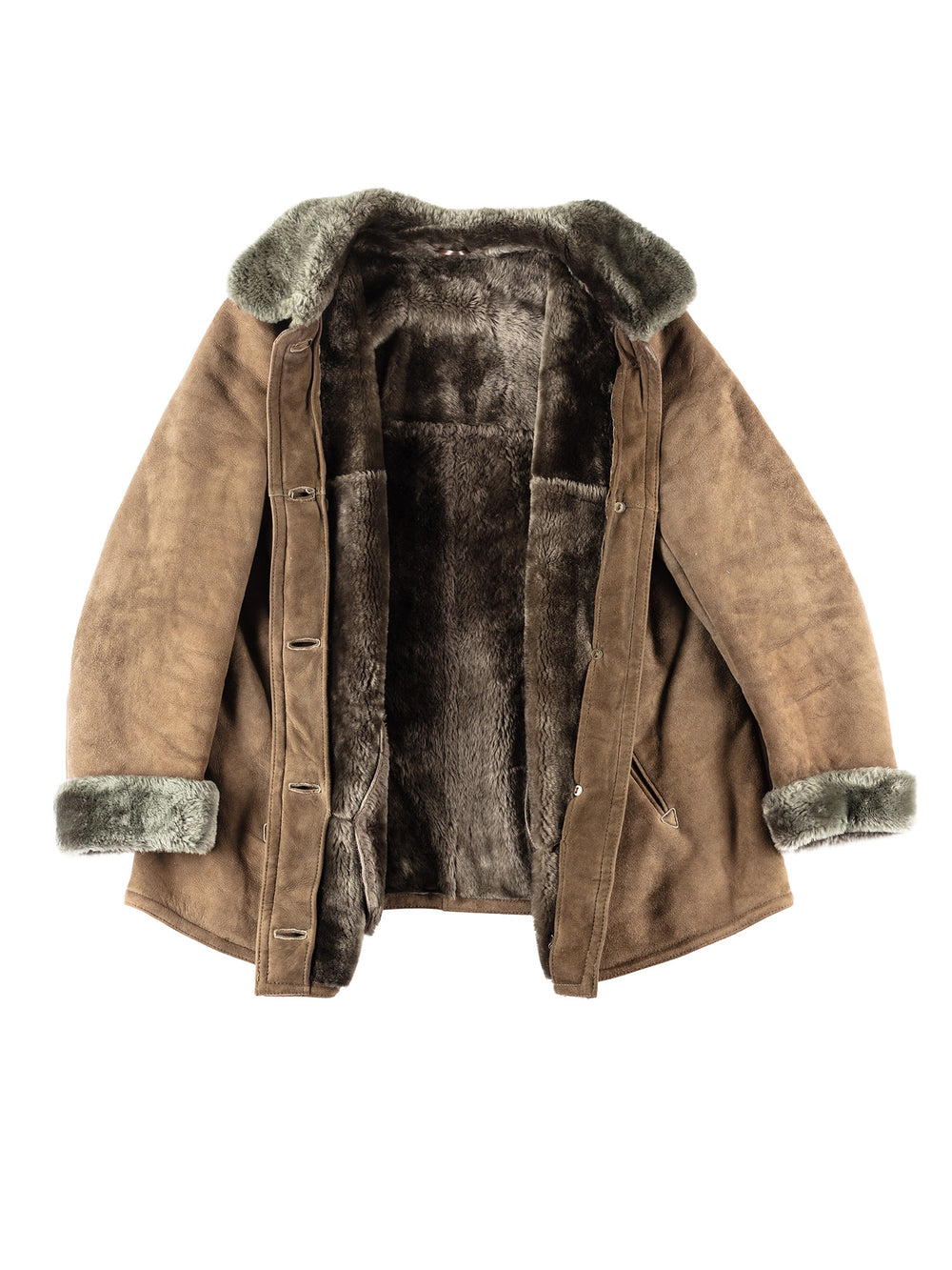 Vintage 90's Women Sheepskin Coat in Green