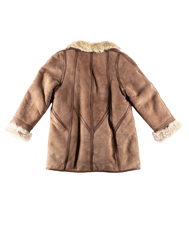 Vintage 80's Women Sheepskin Coat in Beige