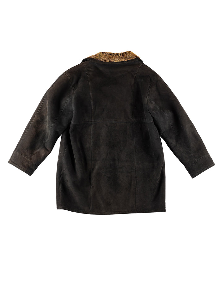 Vintage 80's Men Sheepskin Coat in BlackVN229