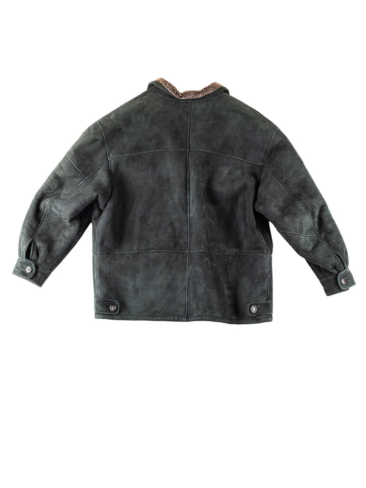 Vintage 90's Men Sheepskin Coat in GreenVN265