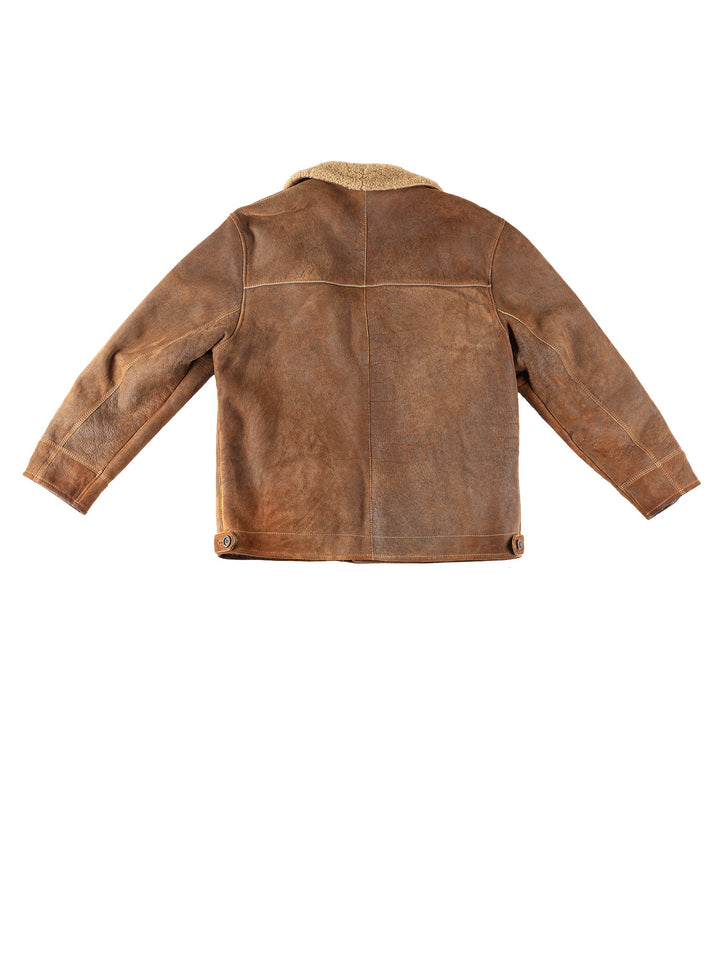 Vintage 90's Men Sheepskin Jacket in BrownVN278