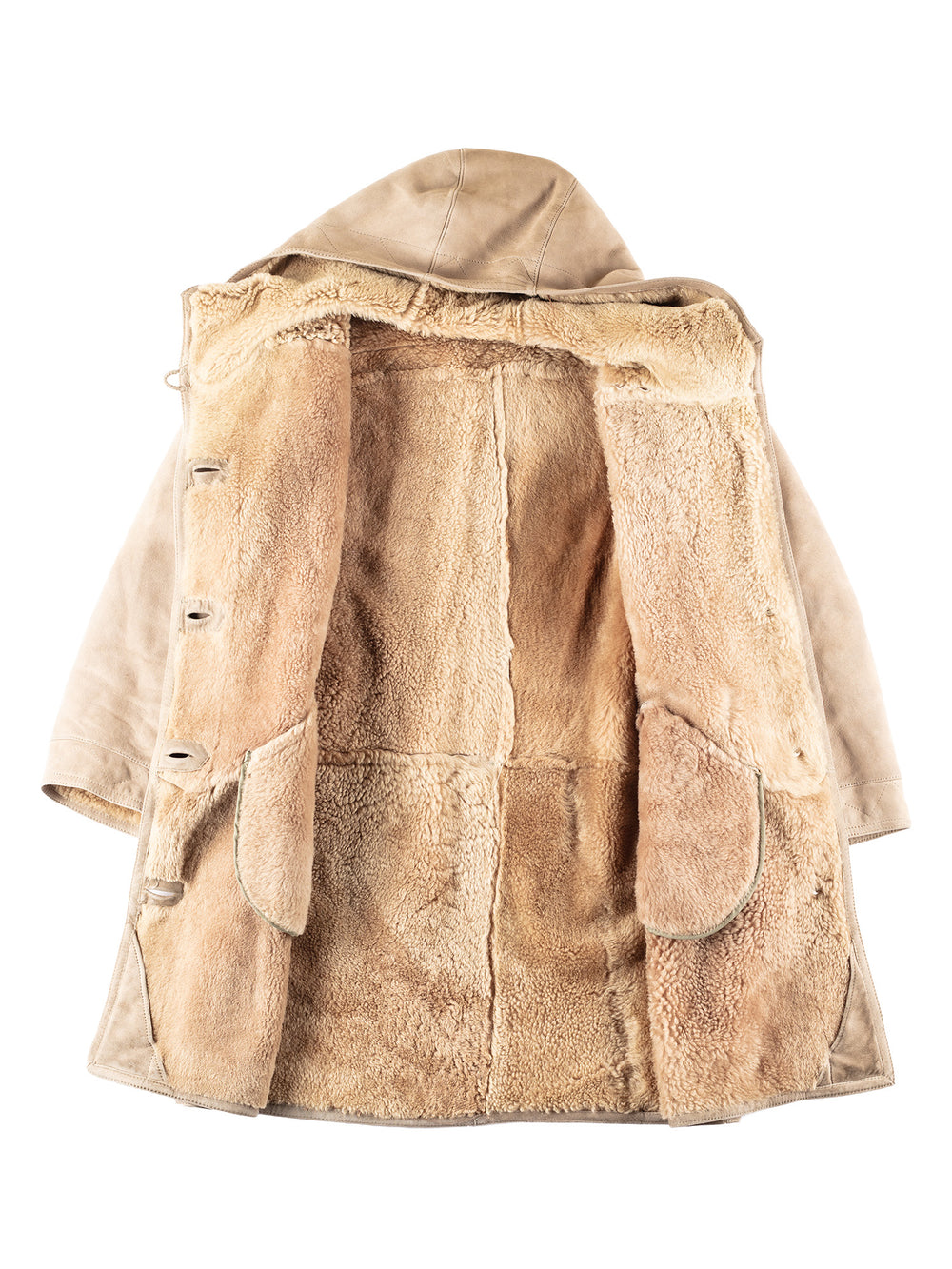 Vintage 80's Women Sheepskin Coat in Beige