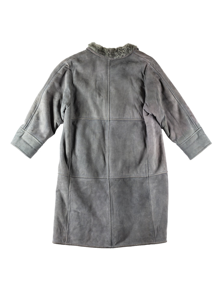 Vintage 80's Women Sheepskin Coat in GrayMN163