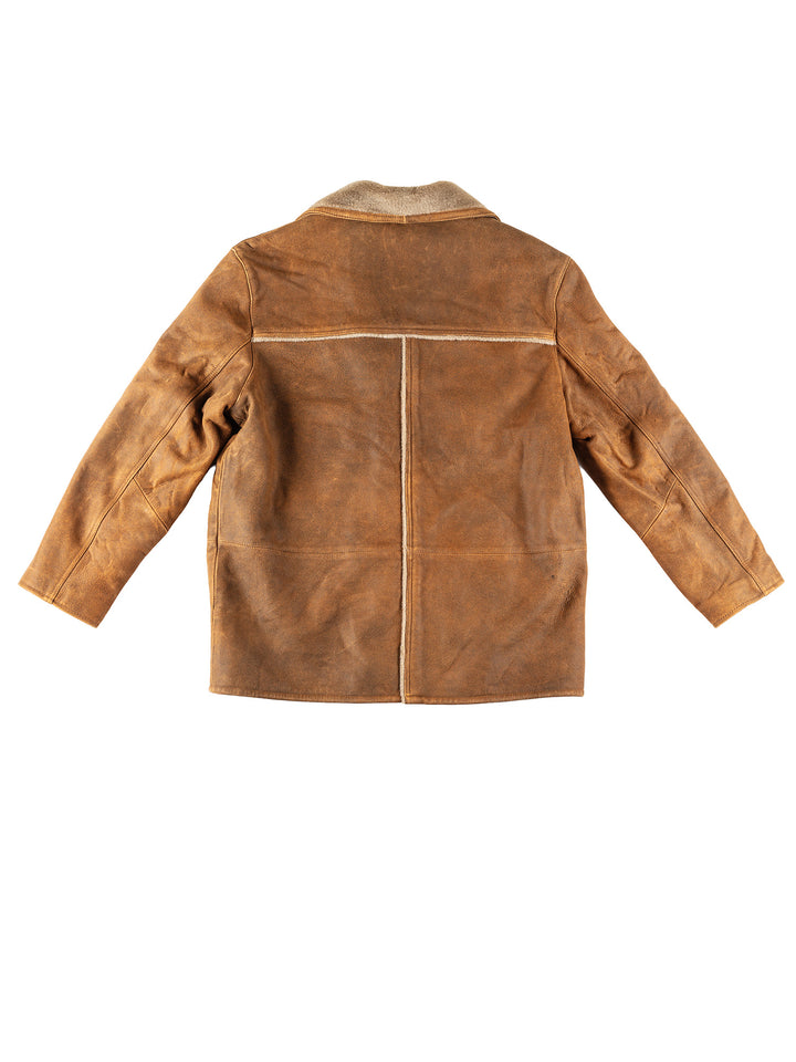 Vintage 90's Men Faux Sheepskin Coat in BrownVN218