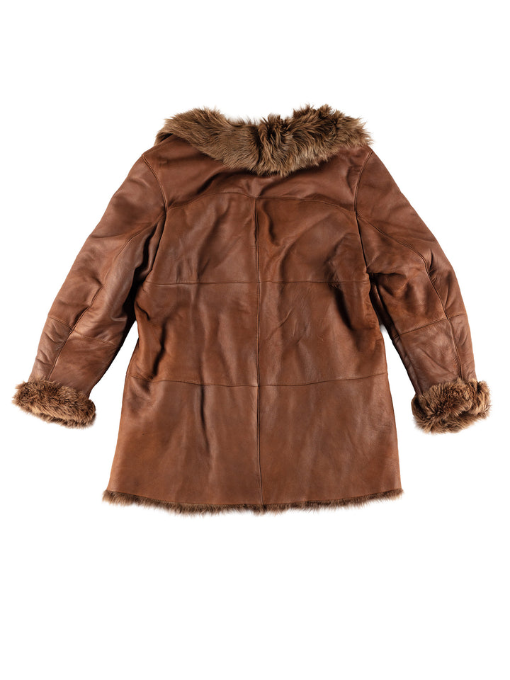 Vintage 80's Women Sheepskin Coat in BrownMN430