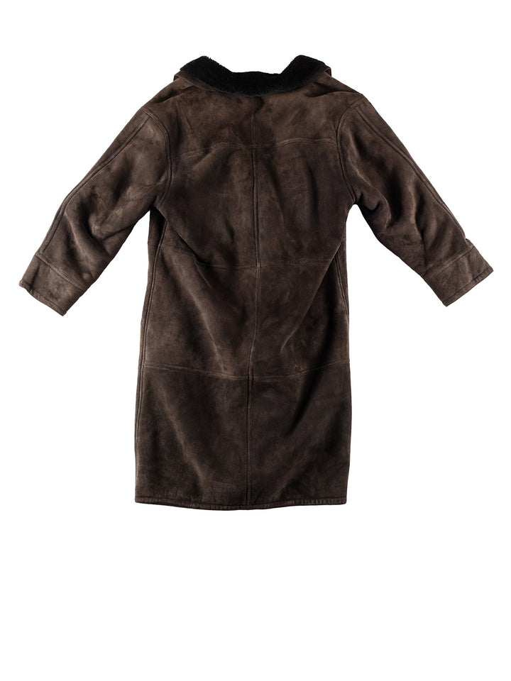 Vintage 80's Men Sheepskin Coat in BrownVN403