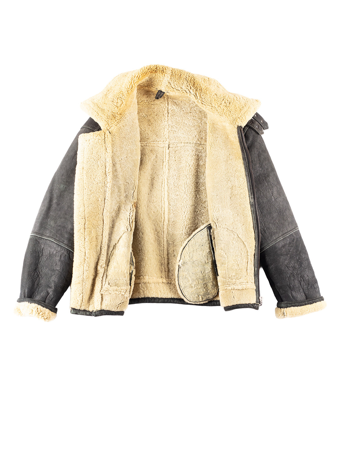 Vintage 80's Men Sheepskin Jacket in Black
