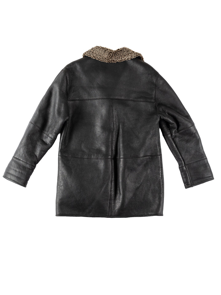 Vintage 80's Women Sheepskin Coat in BlackMN141