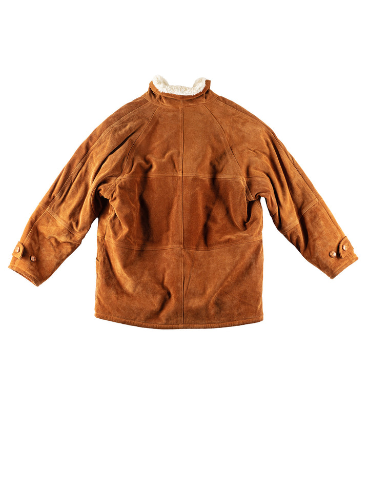 Vintage 80's Men Faux Sheepskin Coat in BrownVN191