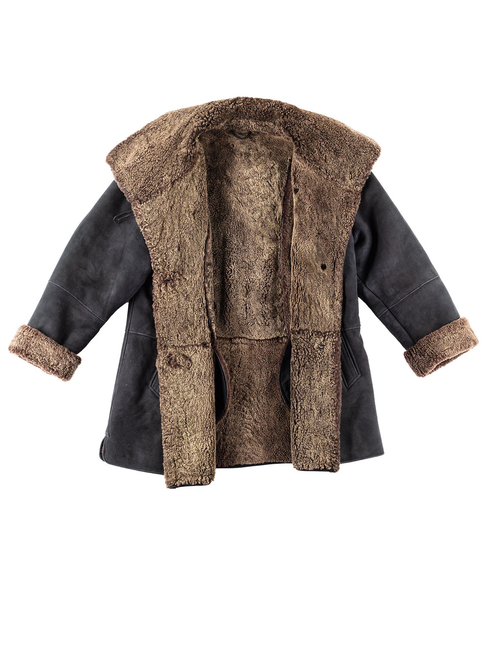 Vintage 80's Women Sheepskin Coat in Blue