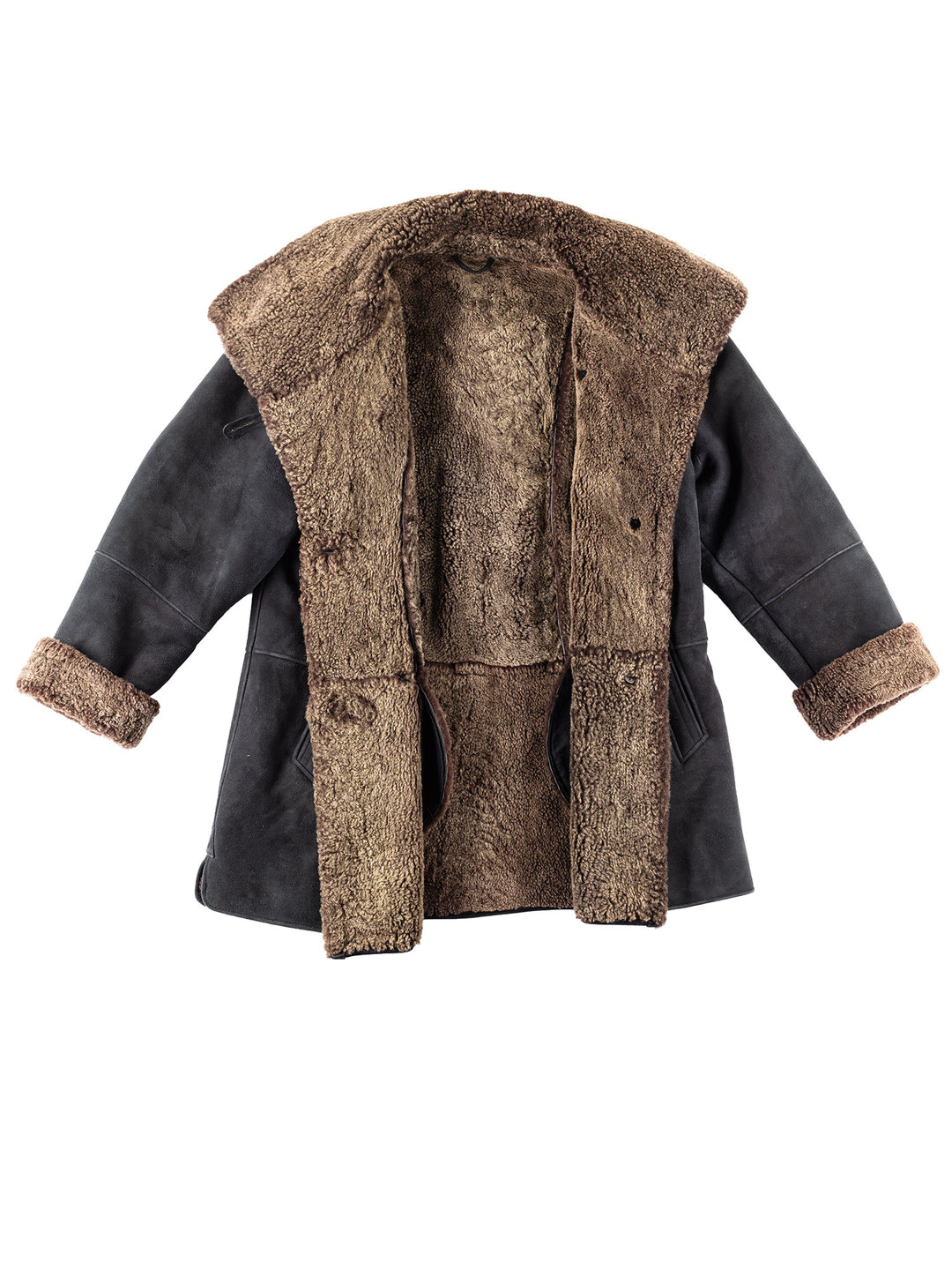 Vintage 80's Women Sheepskin Coat in Blue
