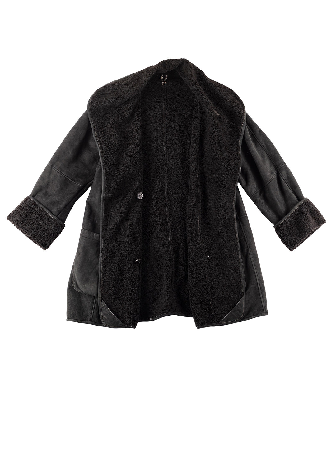 Vintage 90's Women Sheepskin Coat in Black
