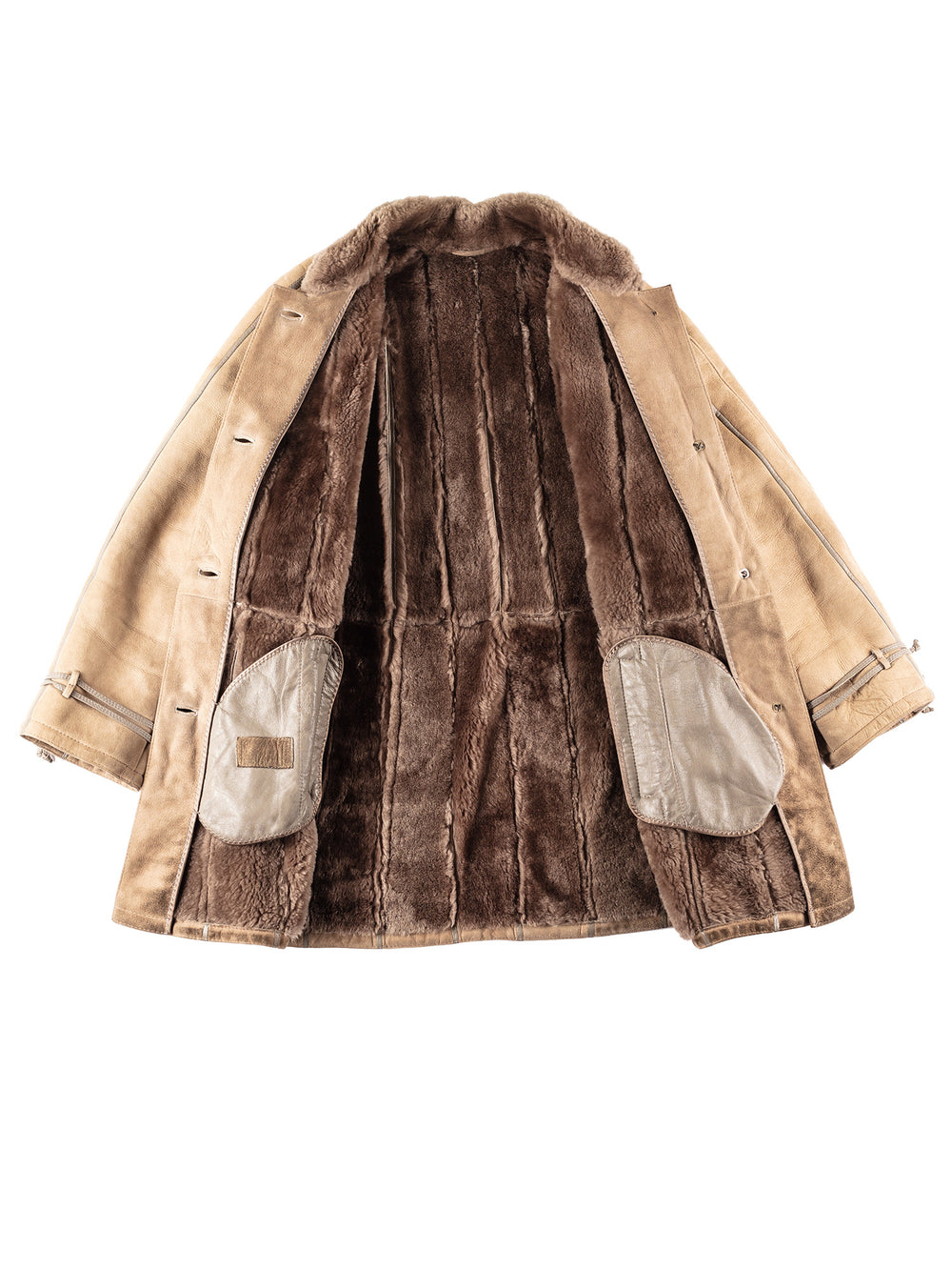 Vintage 80's Women Sheepskin Coat in Beige