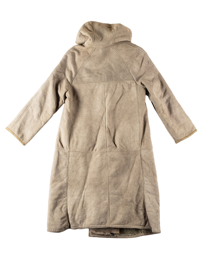 Vintage 80's Women Sheepskin Coat in GrayMN181