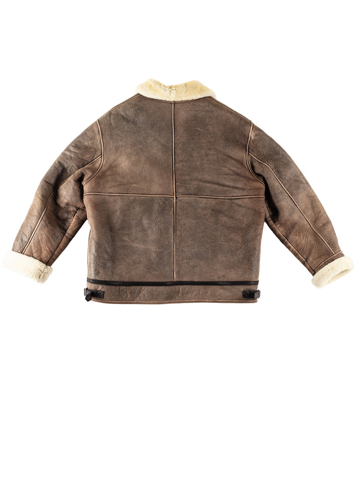 Vintage 80's Men Sheepskin Jacket in BrownVN264