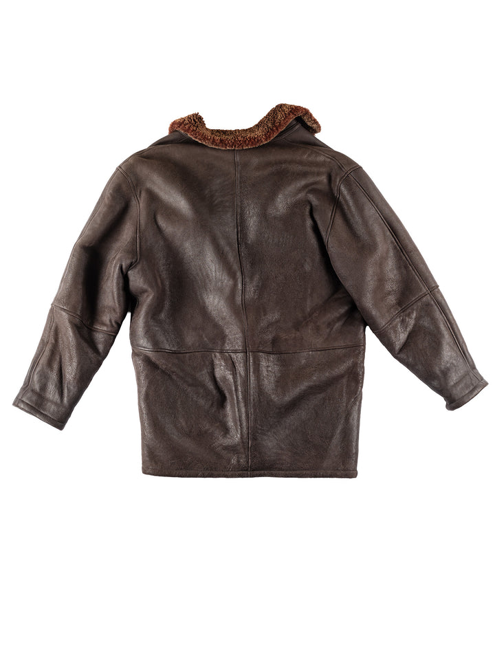 Vintage 90's Men Sheepskin Coat in BrownVN234