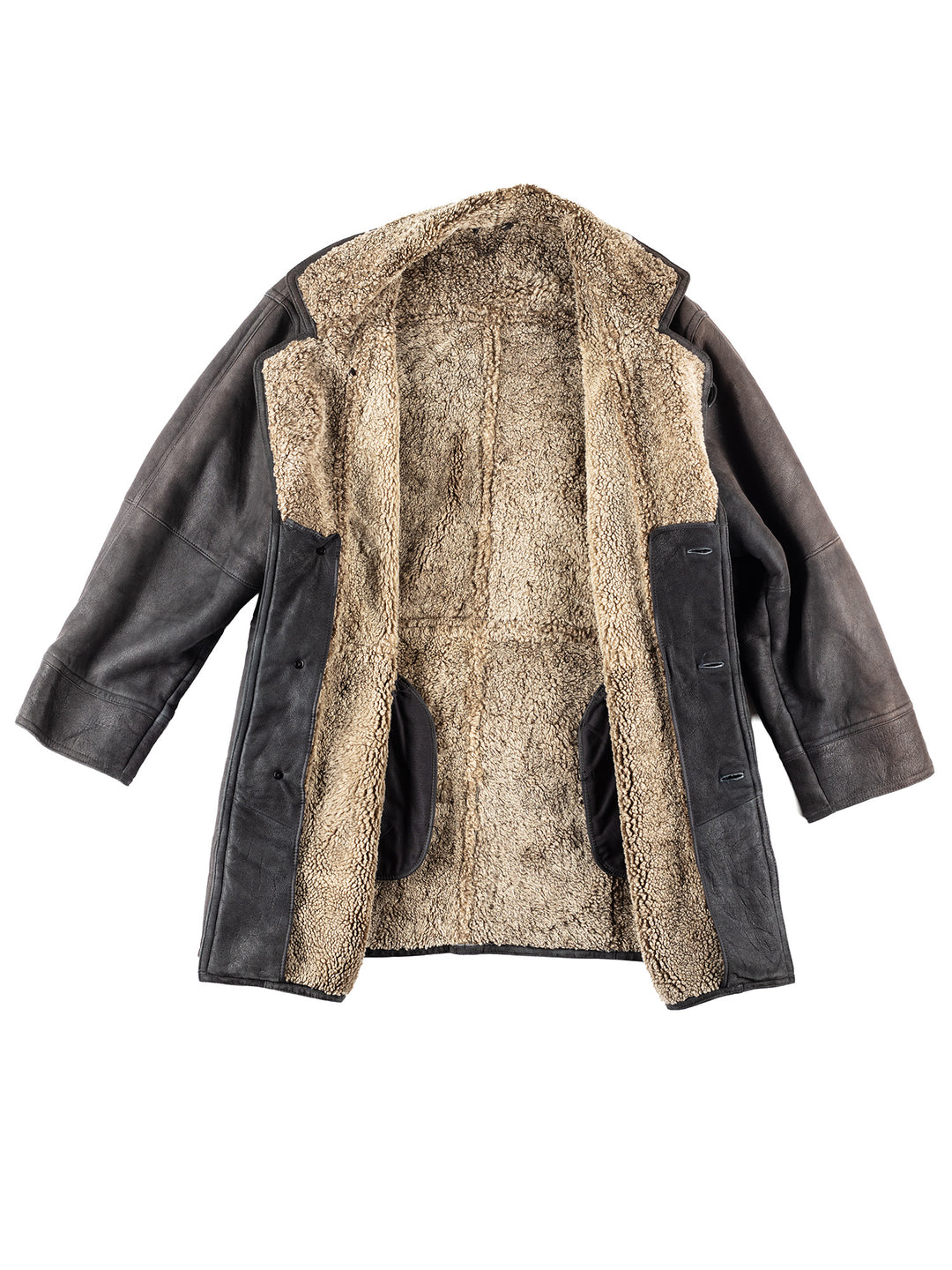 Vintage 90's Men Sheepskin Coat in Black