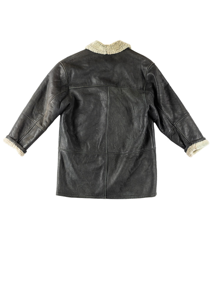 Vintage 80's Women Sheepskin Coat in BlackMN152
