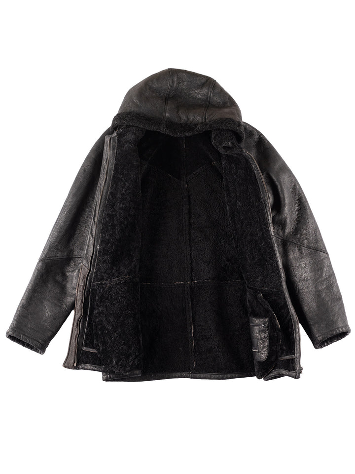 Vintage 90's Women Sheepskin Coat in Black
