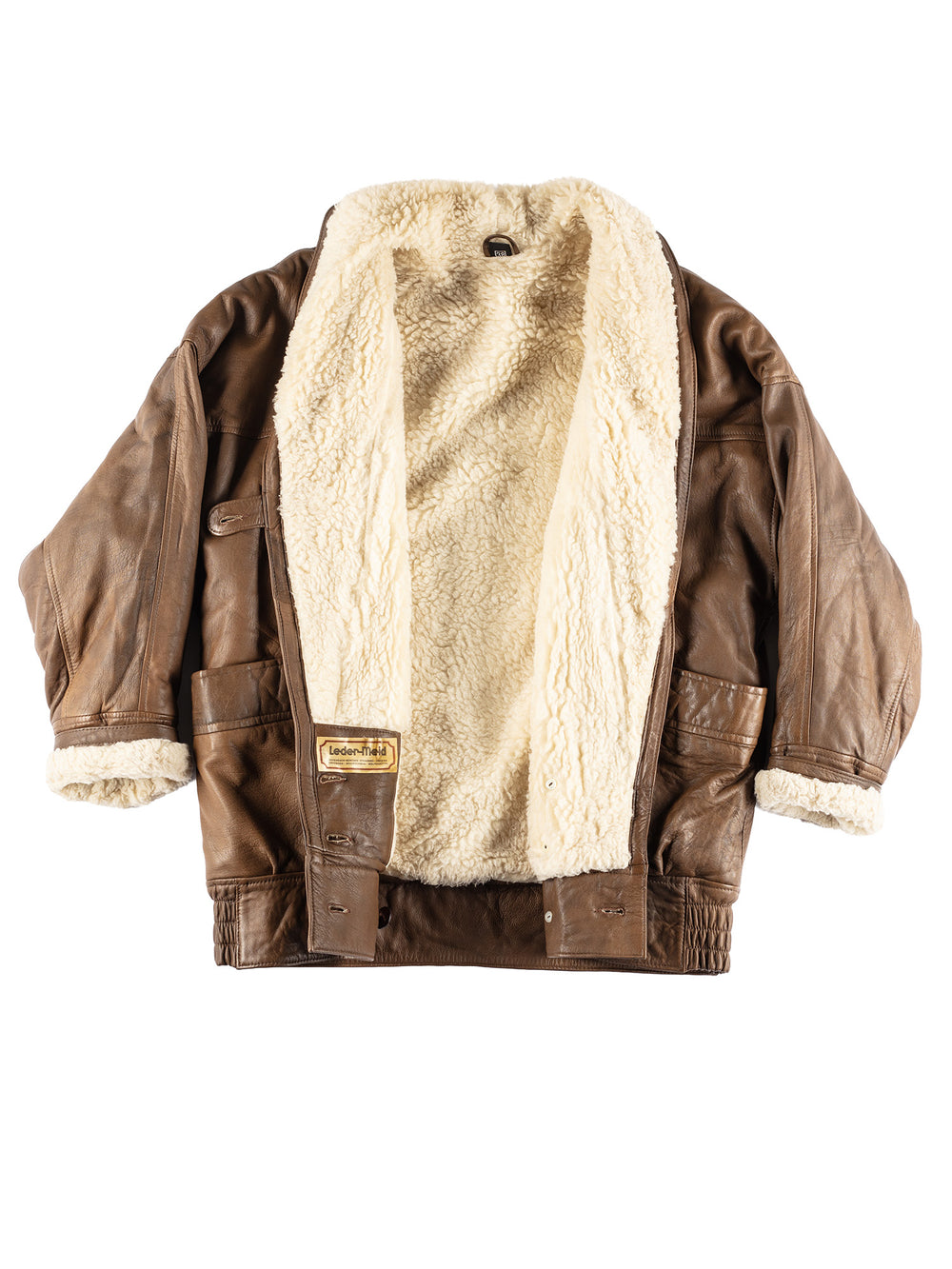 Vintage 80's Women Faux Sheepskin Coat in Brown