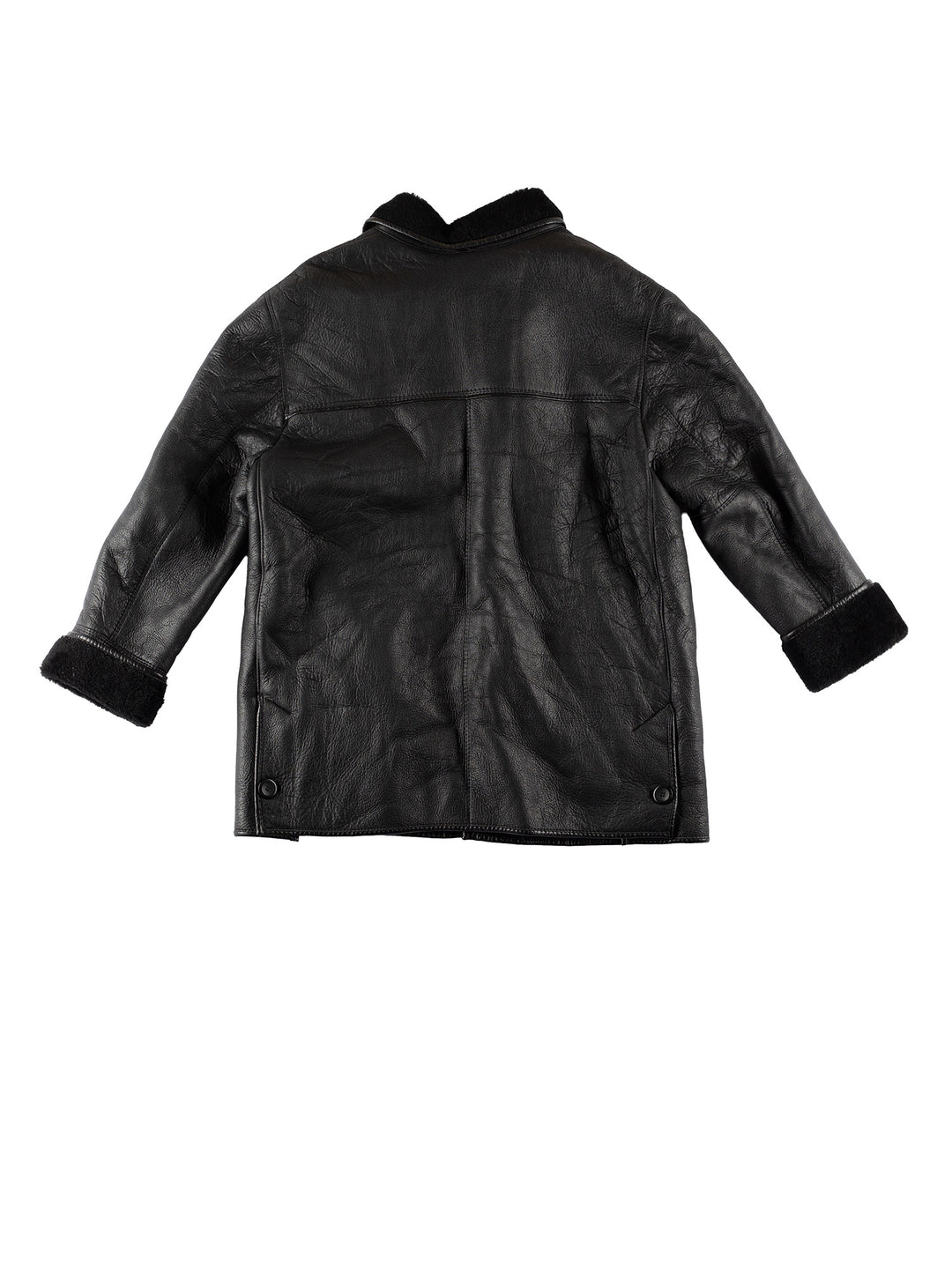 Vintage 80's Men Sheepskin Coat in BlackVN485