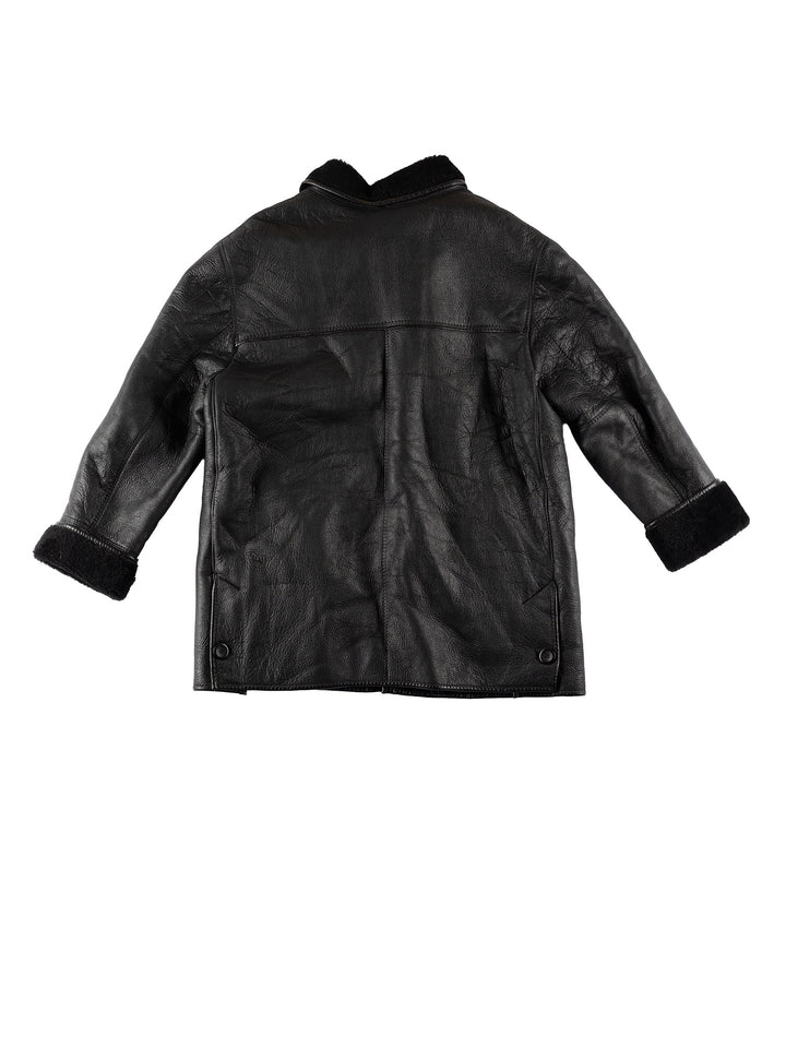 Vintage 80's Men Sheepskin Coat in BlackVN485