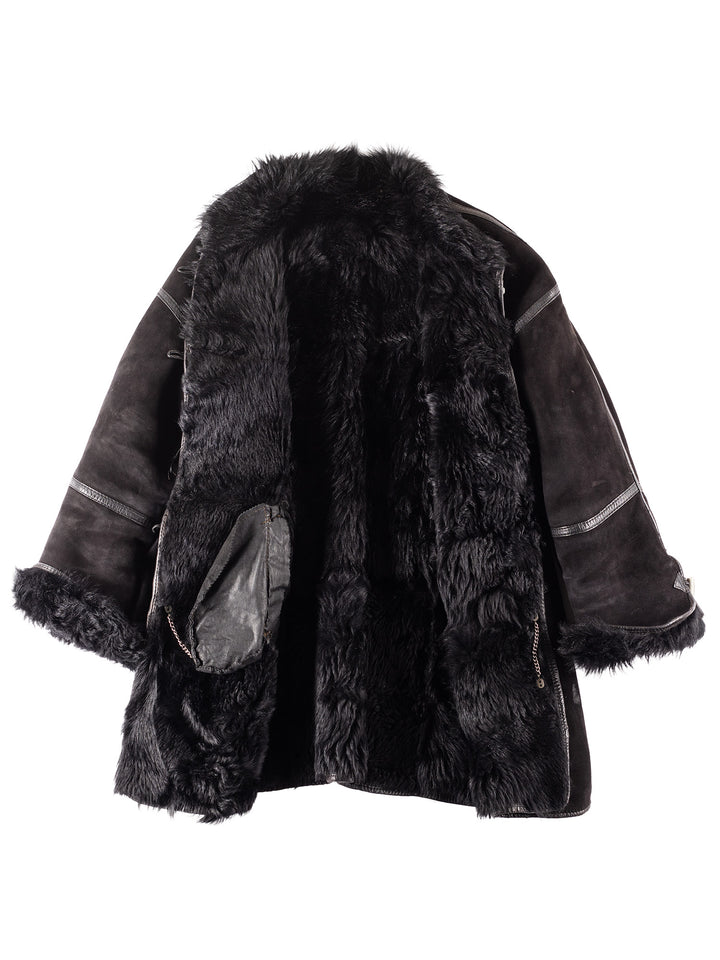 Vintage 00's Women Sheepskin Coat in Black