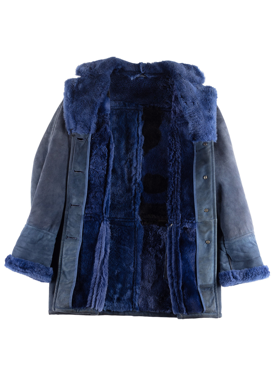 Vintage 90's Women Sheepskin Coat in Blue