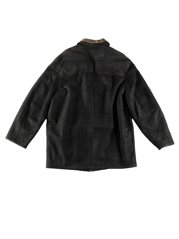 Vintage 80's Men Sheepskin Coat in BlackVN612