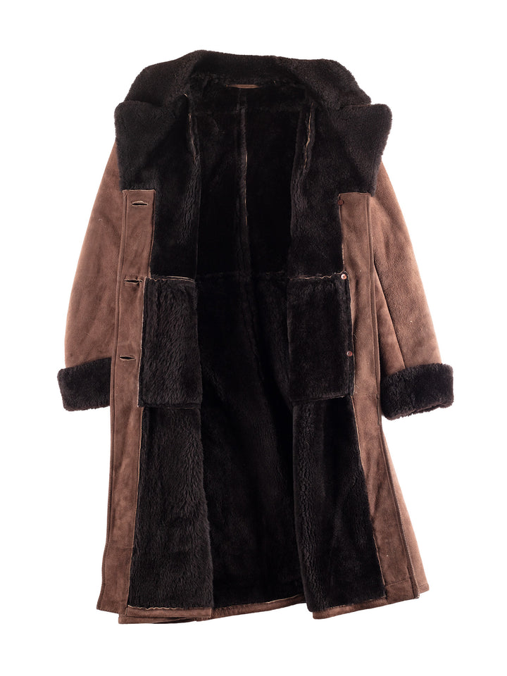 Vintage 90's Women Sheepskin Coat in Brown