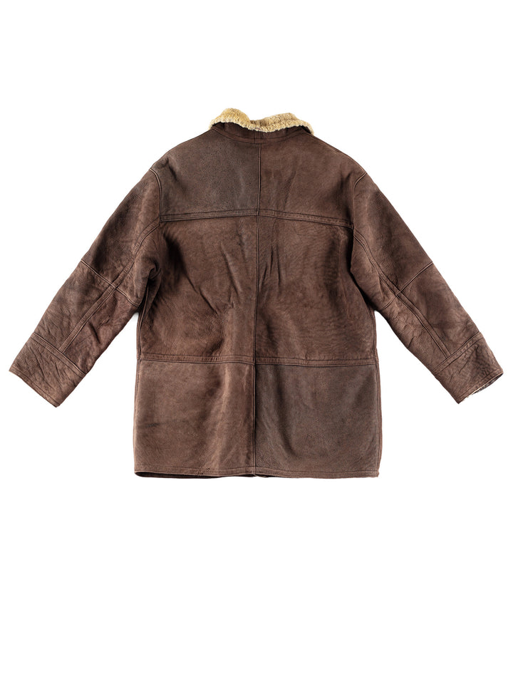 Vintage 80's Men Sheepskin Coat in BrownVN498