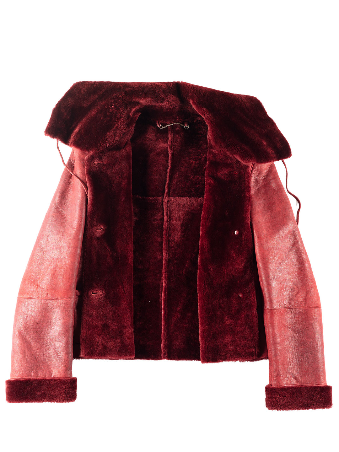 Vintage 90's Women Sheepskin Jacket in Red