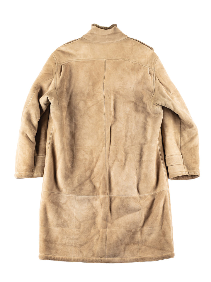 Vintage 80's Men Sheepskin Coat in Beige