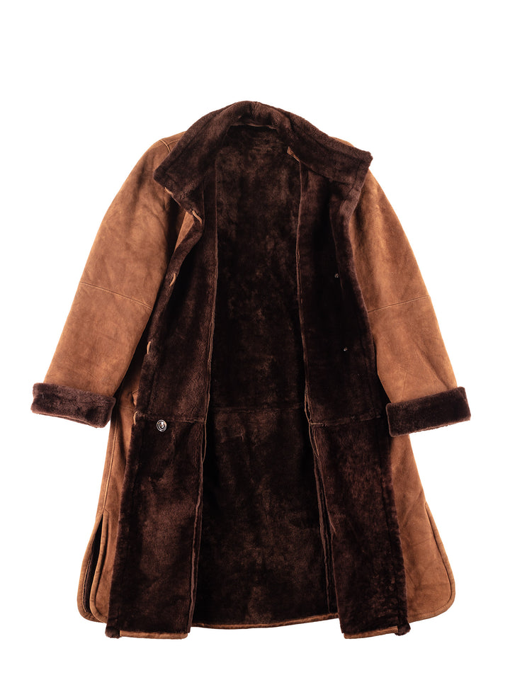 Vintage 80's Women Sheepskin Coat in Brown