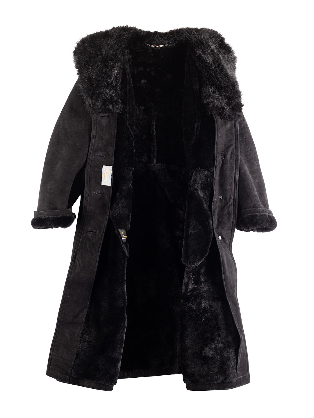 Vintage 90's Women Sheepskin Coat in Black