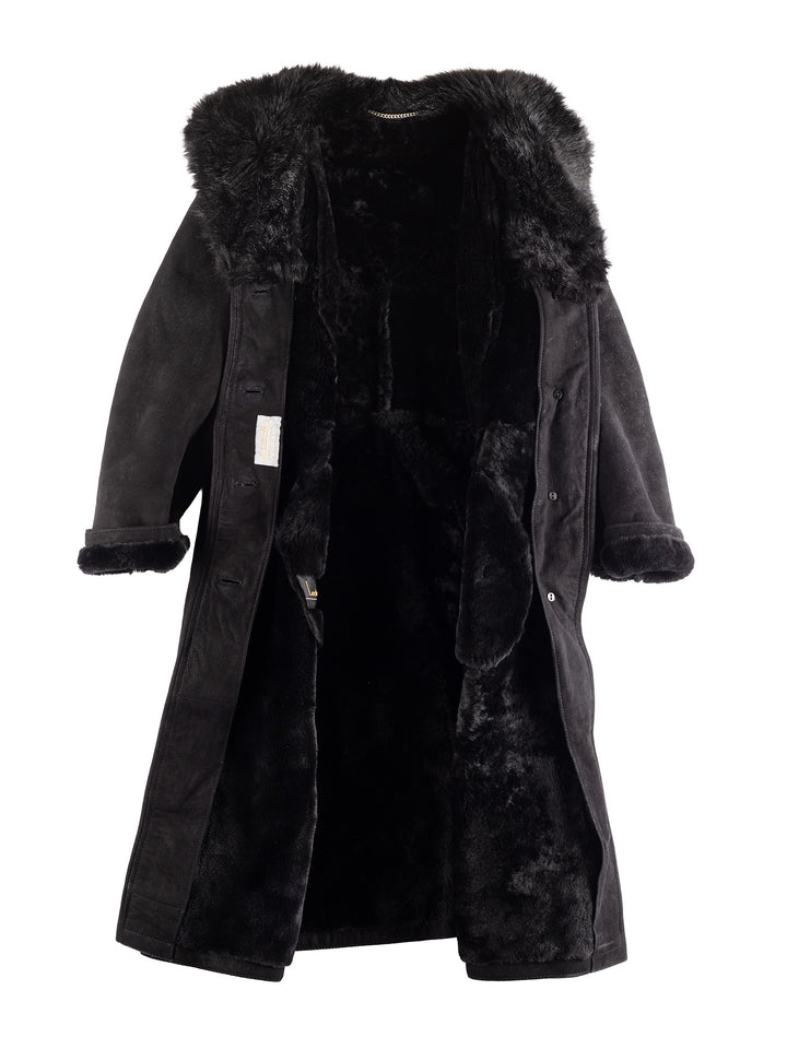 Vintage 90's Women Sheepskin Coat in Black