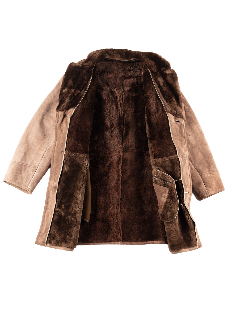 Vintage 70's Men Sheepskin Coat in Brown